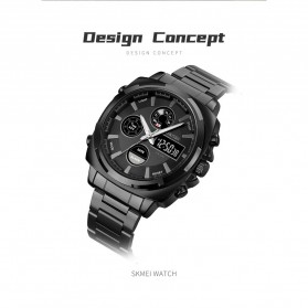 SKMEI Jam Tangan Pria Luxury Stainless Steel Wristwatch - 1673 - Black - 2