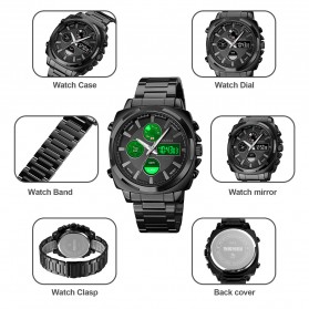SKMEI Jam Tangan Pria Luxury Stainless Steel Wristwatch - 1673 - Black - 10
