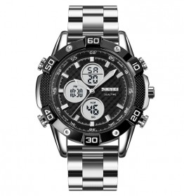 SKMEI Jam Tangan Pria Luxury Stainless Steel Wristwatch - 1838 - White/Silver - 1