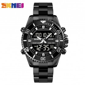 SKMEI Jam Tangan Pria Luxury Stainless Steel Wristwatch - 1850 - Black/Black