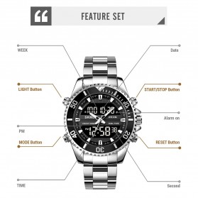 SKMEI Jam Tangan Pria Luxury Stainless Steel Wristwatch - 1850 - Silver Black - 6