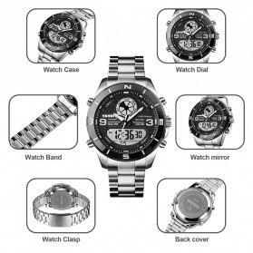 SKMEI Jam Tangan Pria Luxury Stainless Steel Wristwatch - 1839 - Black - 5