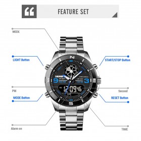 SKMEI Jam Tangan Pria Luxury Stainless Steel Wristwatch - 1839 - Black - 7