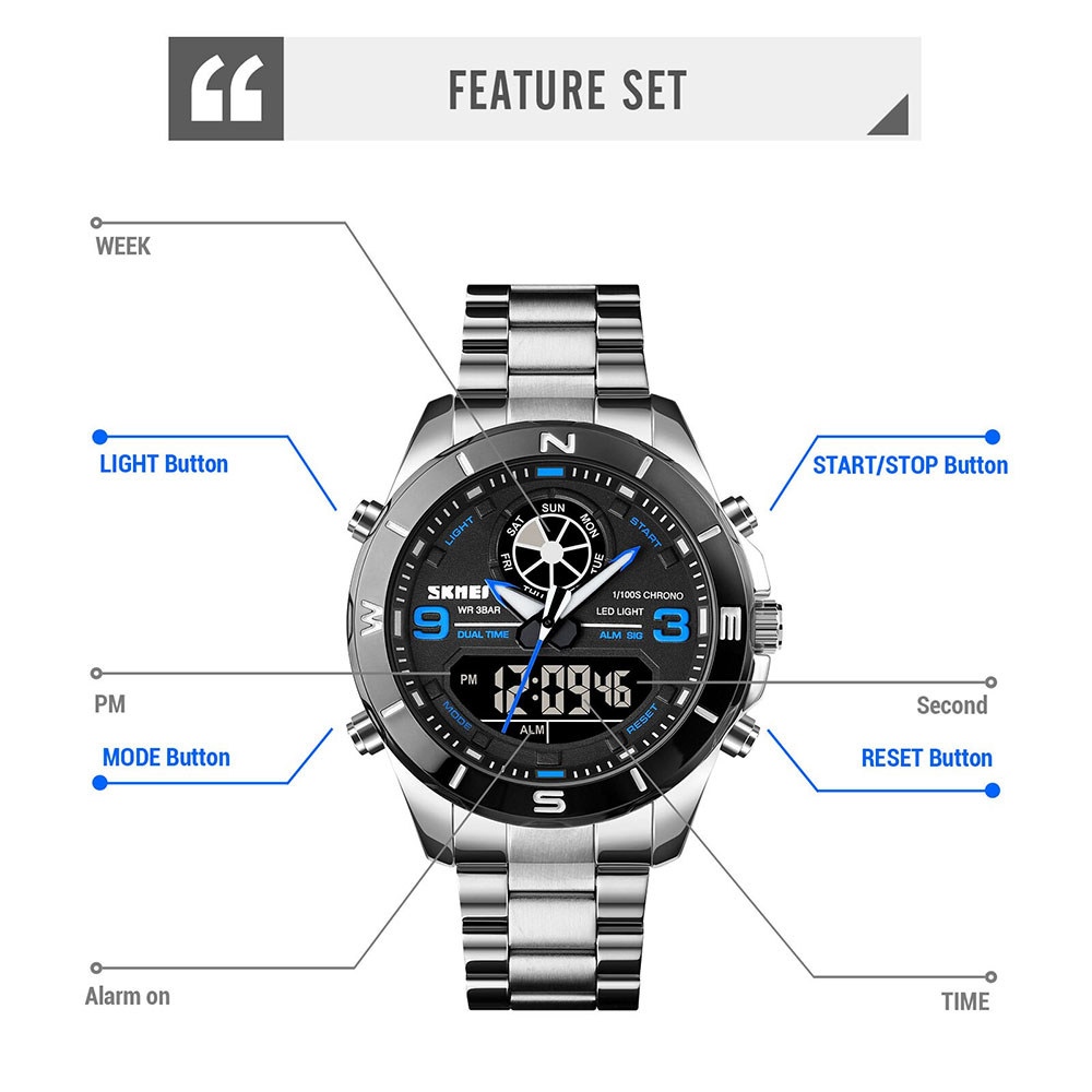 Gambar produk SKMEI Jam Tangan Pria Luxury Stainless Steel Wristwatch - 1839