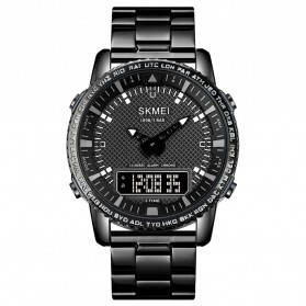 SKMEI Jam Tangan Pria Luxury Stainless Steel Wristwatch - 1898 - Black/Black