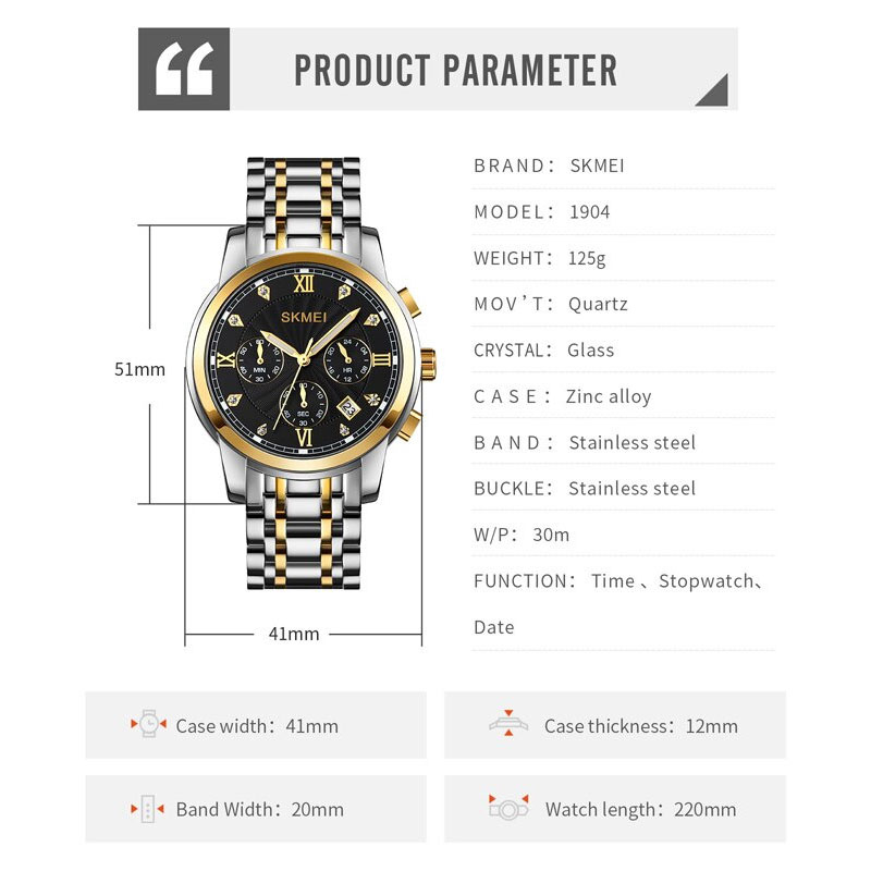Gambar produk SKMEI Jam Tangan Analog Pria Strap Stainless Steel - 1904