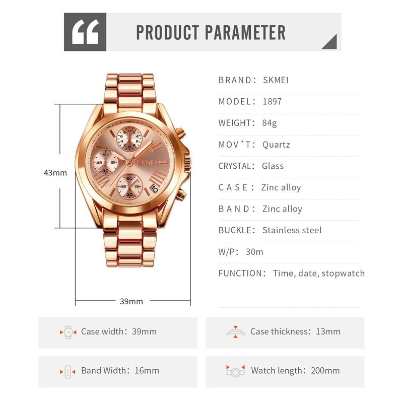 Gambar produk SKMEI Jam Tangan Analog Wanita Strap Stainless Steel - 1897