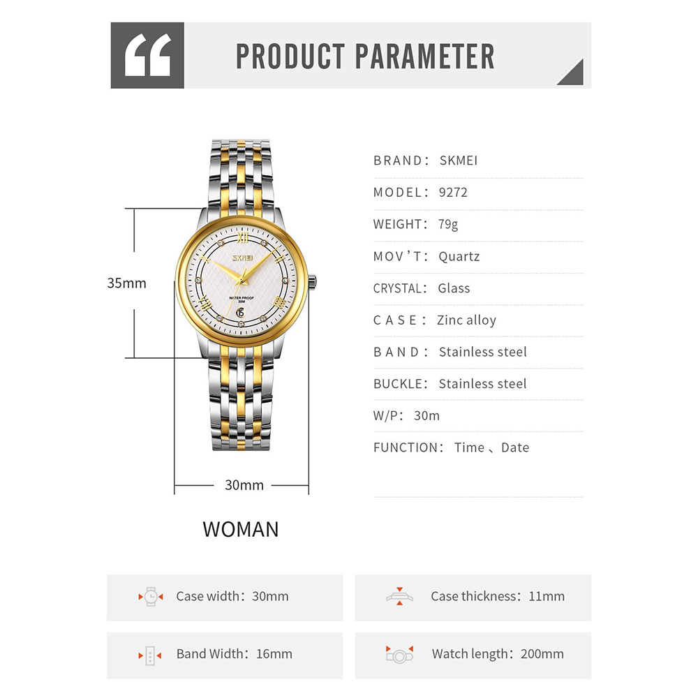 Gambar produk SKMEI Jam Tangan Analog Wanita Strap Stainless Steel - 9272