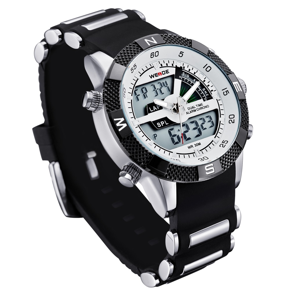 Weide Japan Quartz Silicone Strap Men LED Sports Watch 30M 