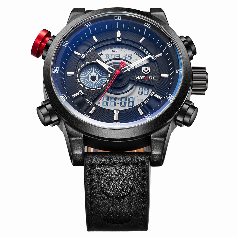 weide japan quartz leather sports 30m water resistance wh3401 black white weide japan quartz leather sports 30m water resistance wh3401 black white