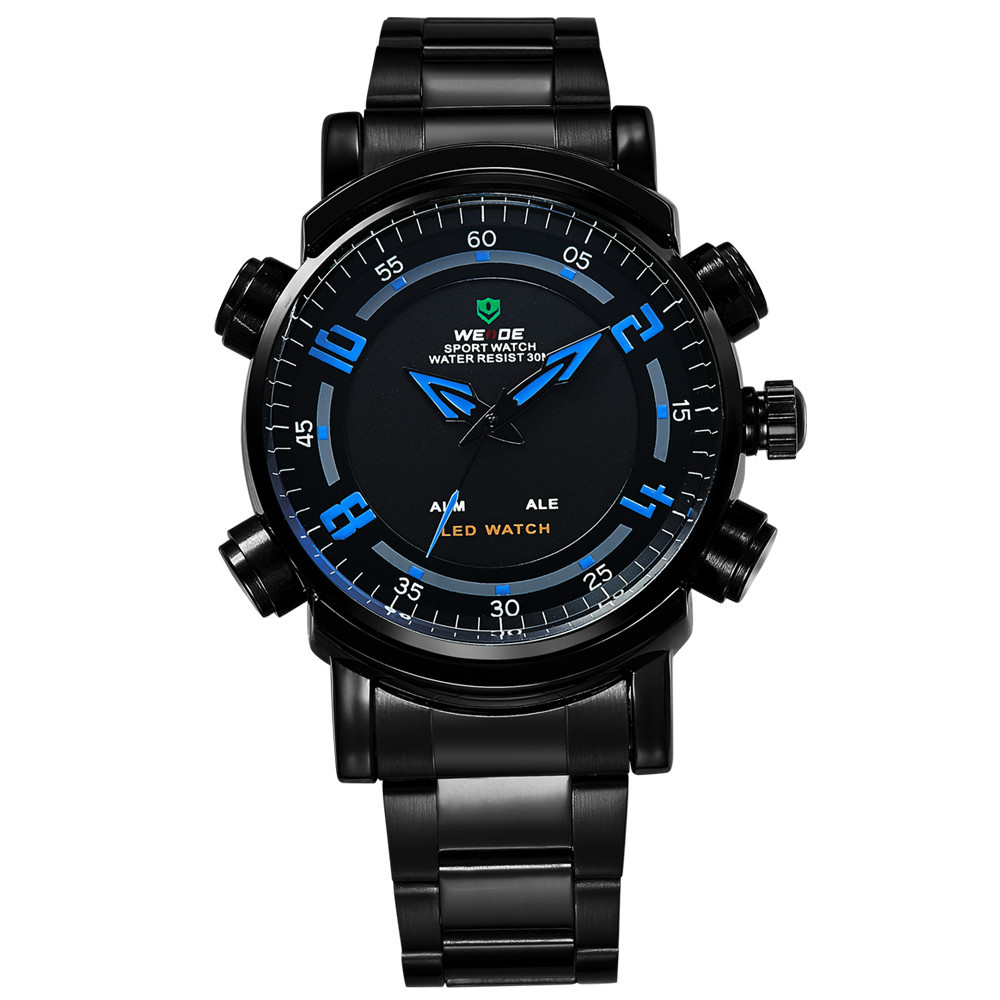 Weide Japan Quartz Stainless Strap Men Sports Watch 30M 