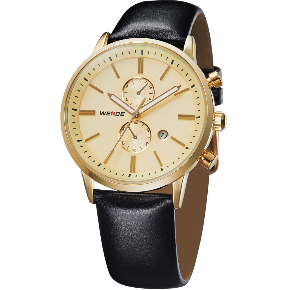 Weide Japan Quartz Miyota Men Leather Sports Watch 30M 