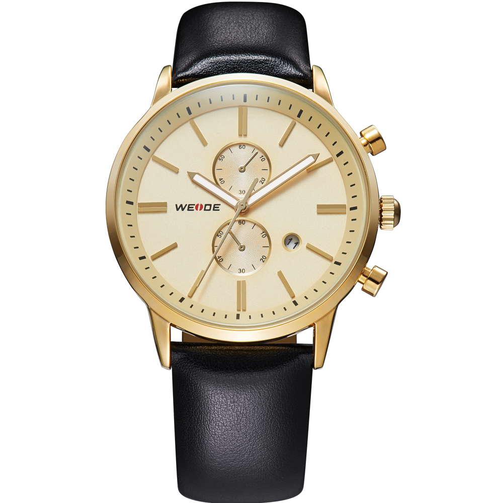 Weide Japan Quartz Miyota Men Leather Sports Watch 30M 