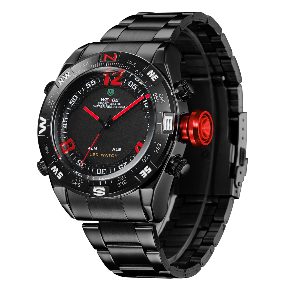 weide japan quartz stainless sports 30m water resistance wh2310 black weide japan quartz stainless sports 30m water resistance wh2310 black