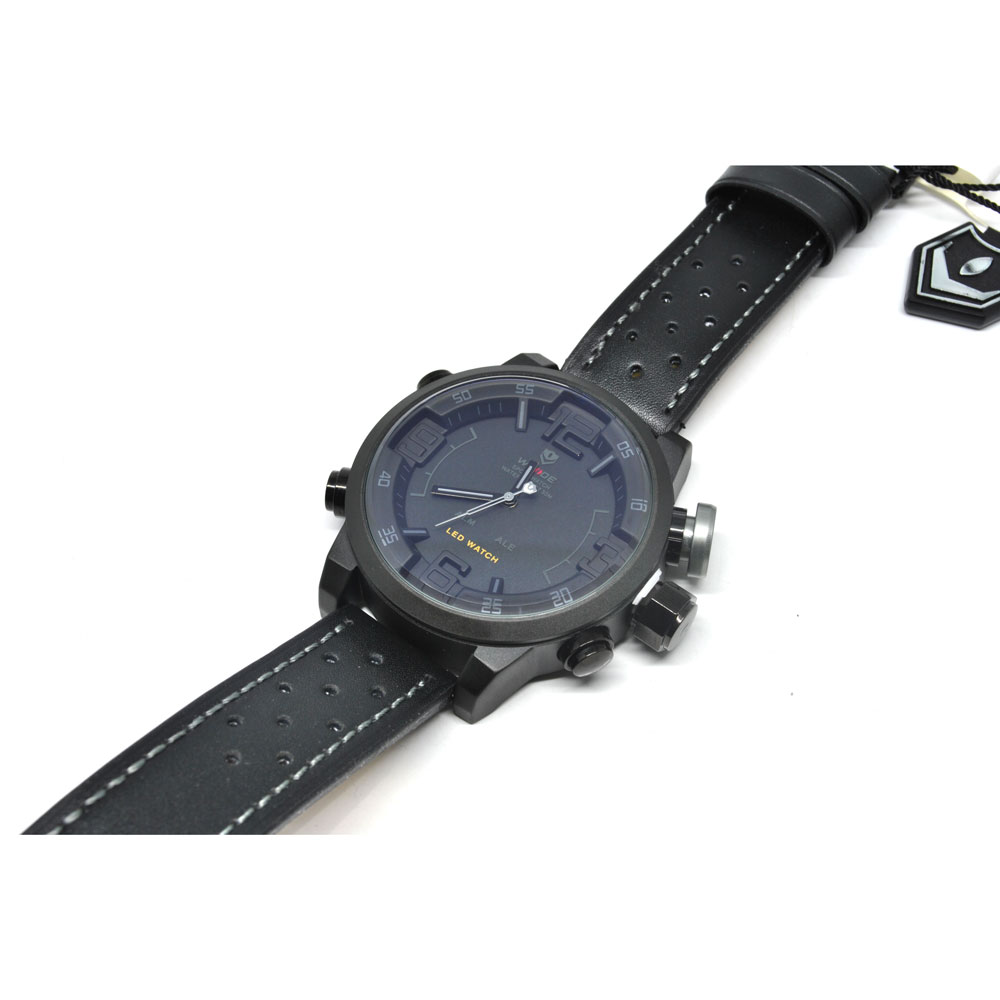weide japan quartz miyota leather sports 30m water resistance wh5210 black black weide japan quartz miyota leather sports 30m water resistance wh5210 black black