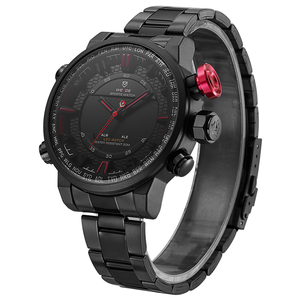Weide Jam Tangan Analog - WH6402 - Black/Red 