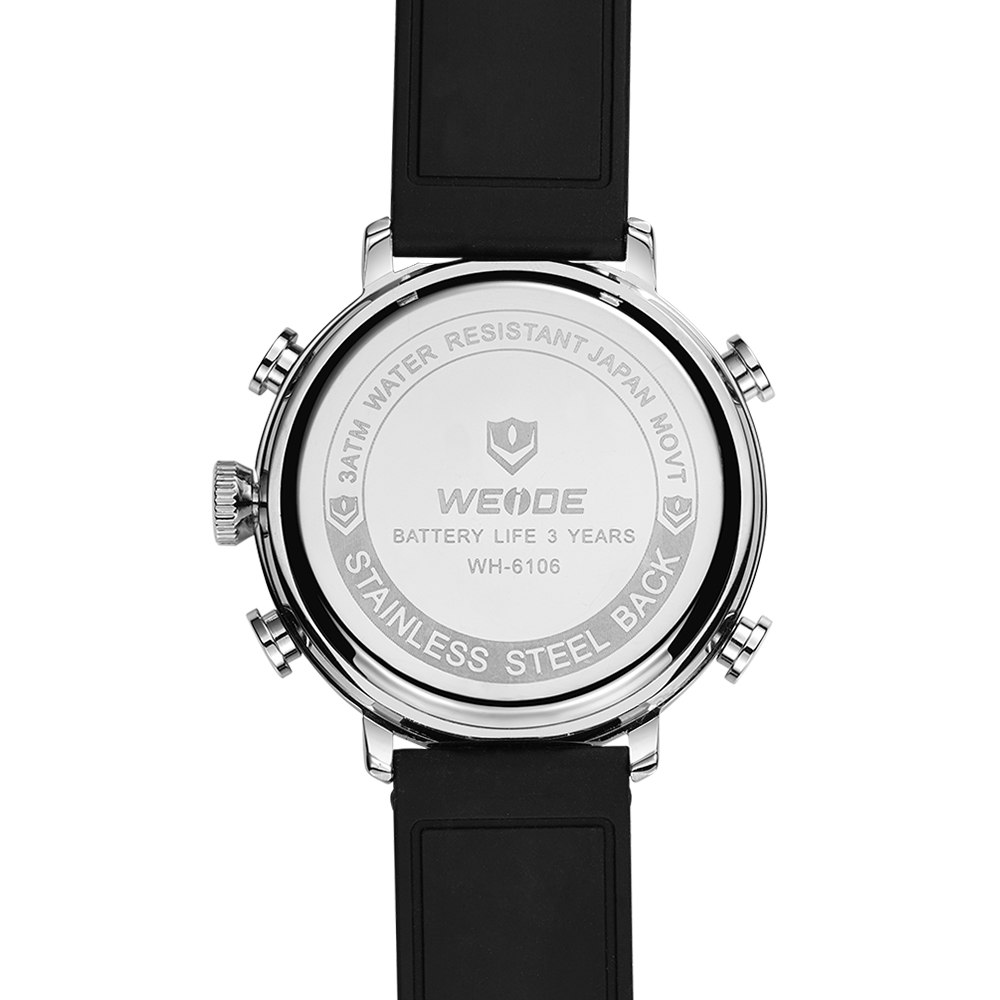 Weide Jam Tangan Analog Digital Pria - WH6106 - Black/Silver - 5 .