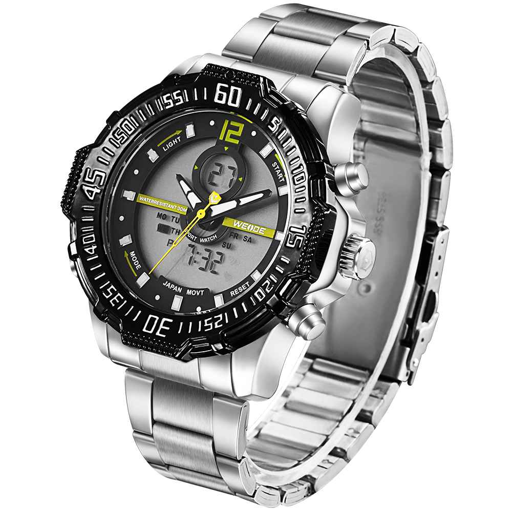 Weide Jam Tangan Pria Stainless Steel - WH6105 - Black 