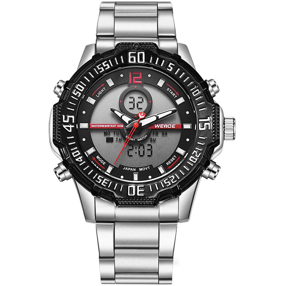 weide jam tangan pria stainless steel wh6105 black weide jam tangan pria stainless steel wh6105 black