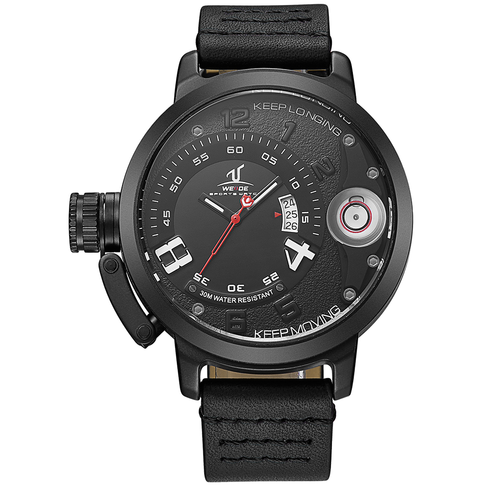 Weide Jam Tangan Sporty Pria - UV1606 - Black/Black 