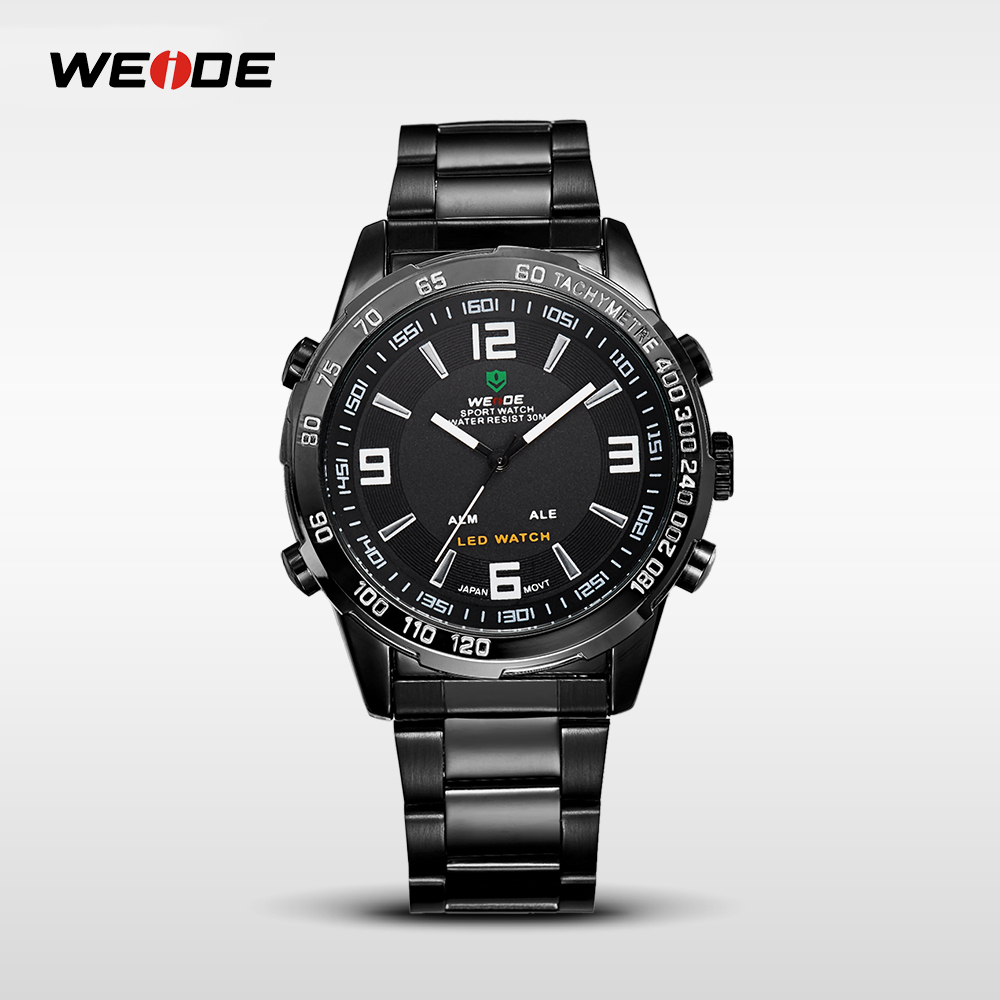 Weide Jam Tangan Sporty Pria - WH1009 - Black/Black 