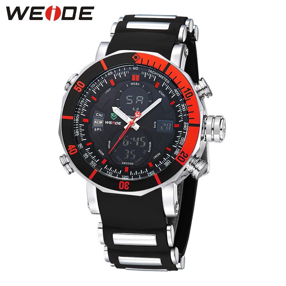 weide jam tangan analog pria dual time zone silicone weide jam tangan analog pria dual time zone silicone