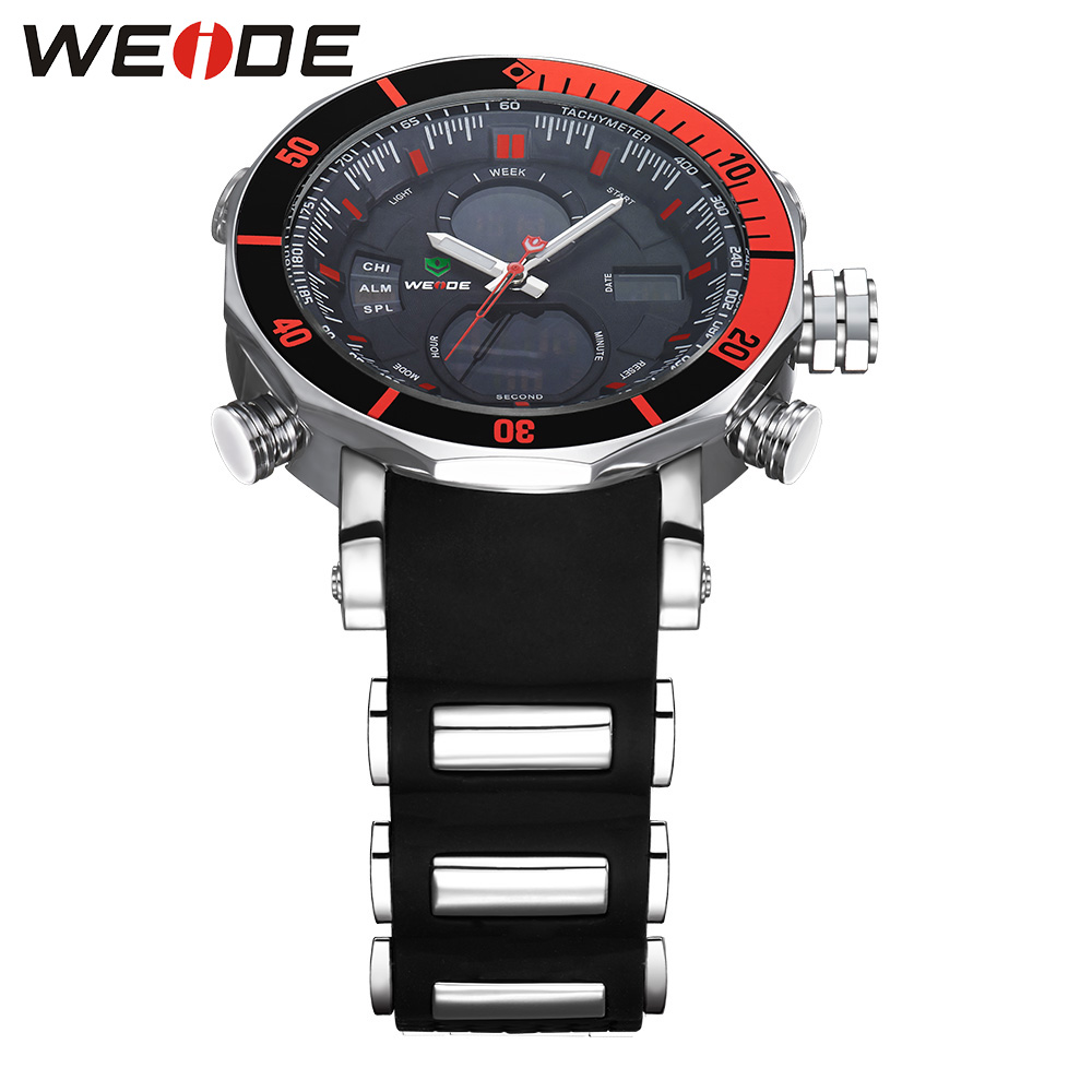 weide jam tangan analog pria dual time zone silicone weide jam tangan analog pria dual time zone silicone