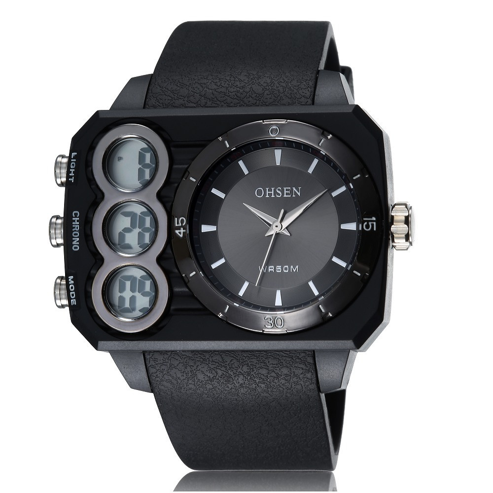 Ohsen Oversized Waterproof Quartz Digital Sport Watch Ad1503 1 Black Silver Jakartanotebook Com