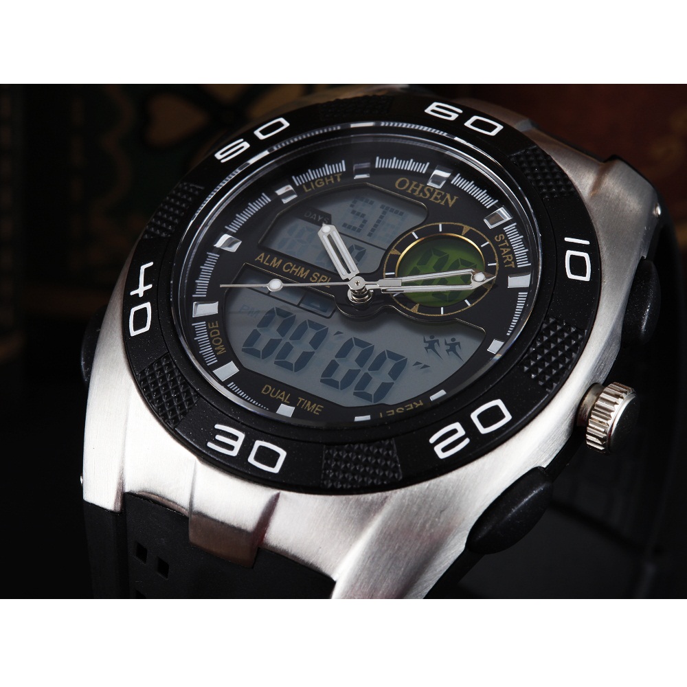 Ohsen Waterproof Quartz Digital Sport Watch AD08281 Black