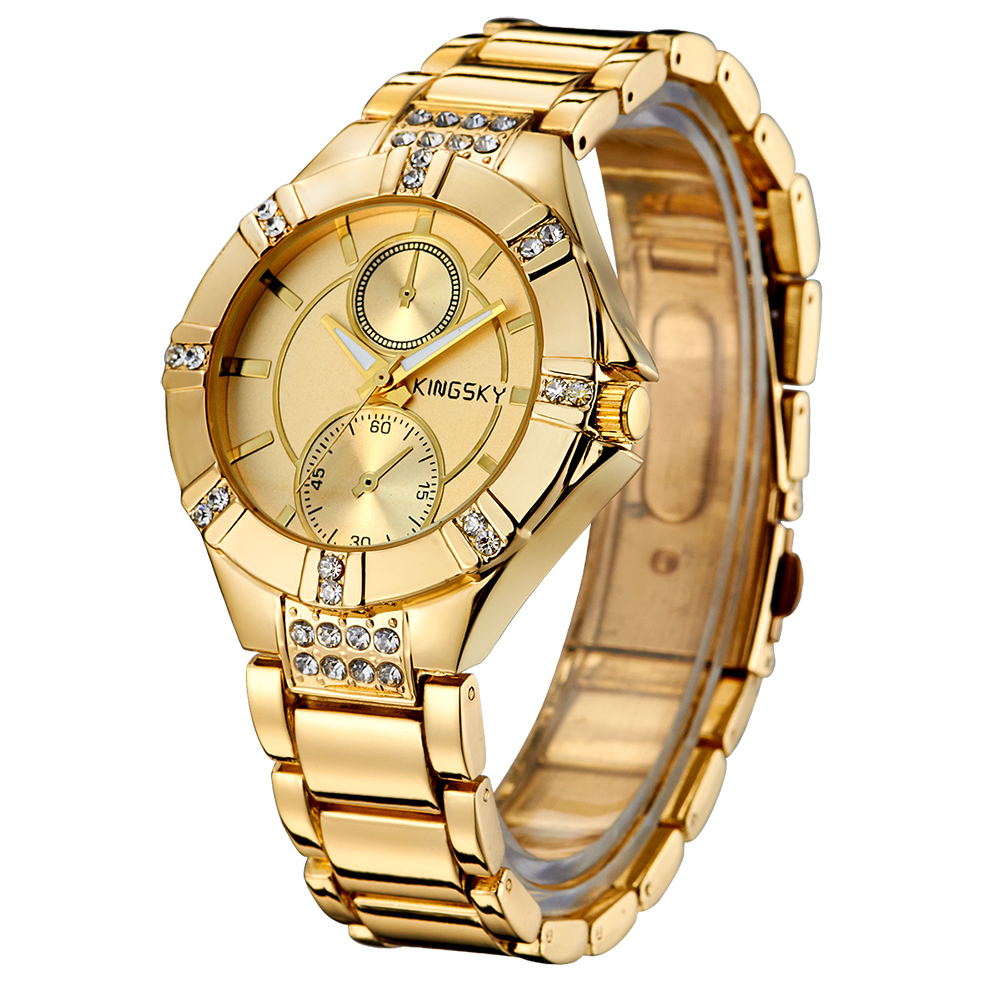 KINGSKY Jam Tangan Fashion Wanita - KY056 - Golden - 1 .