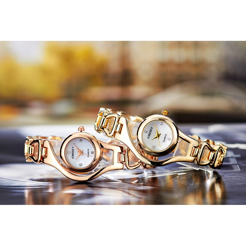 KINGSKY Jam Tangan Fashion Wanita - KY070-2 - Golden - 4 .