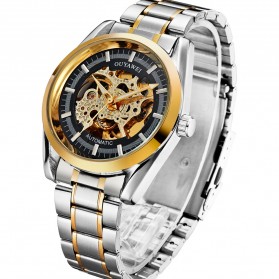 Ouyawei Skeleton Stainless Steel Automatic Mechanical Watch - OYW1320 - Black Gold - 1