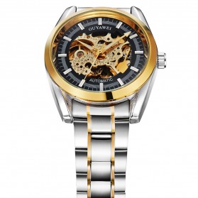 Ouyawei Skeleton Stainless Steel Automatic Mechanical Watch - OYW1320 - Black Gold - 2