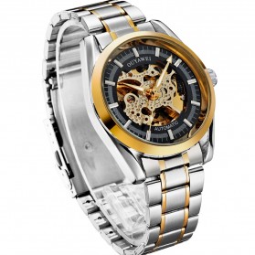 Ouyawei Skeleton Stainless Steel Automatic Mechanical Watch - OYW1320 - Black Gold - 3