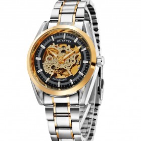 Ouyawei Skeleton Stainless Steel Automatic Mechanical Watch - OYW1320 - Black Gold - 4