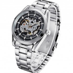 Ouyawei Skeleton Stainless Steel Automatic Mechanical Watch - OYW1320 - Silver Black - 1