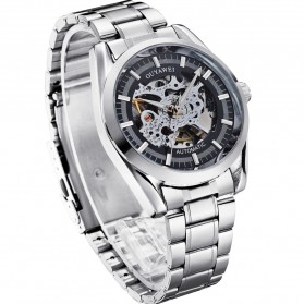 Ouyawei Skeleton Stainless Steel Automatic Mechanical Watch - OYW1320 - Silver Black - 3