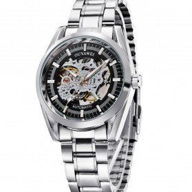 Ouyawei Skeleton Stainless Steel Automatic Mechanical Watch - OYW1320 - Silver Black - 4