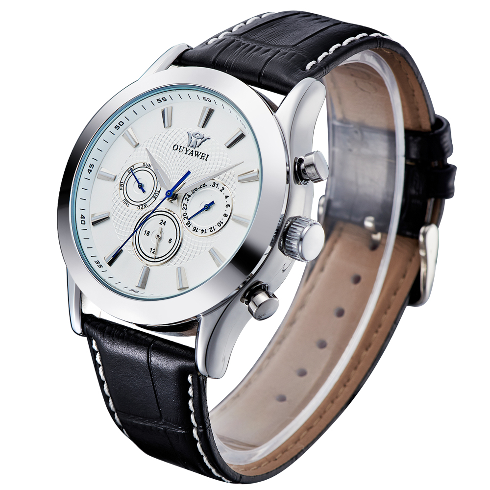 Ouyawei Luxury Men Leather Strap Automatic Mechanical