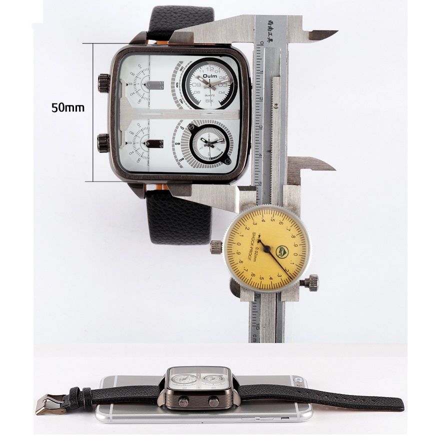 Oulm Mechanical Analog Quartz Men Leather Band Fashion 