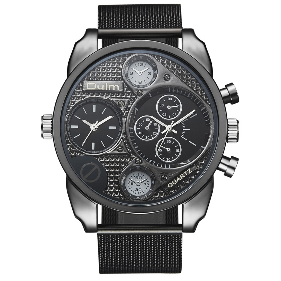  Oulm  Jam  Tangan  Analog Stainless Steel 9316 Black 