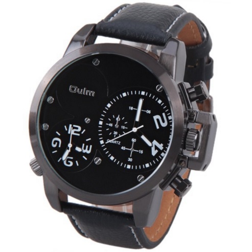 Oulm Quartz Men Leather Band Fashion Watch - 3182 - Black 