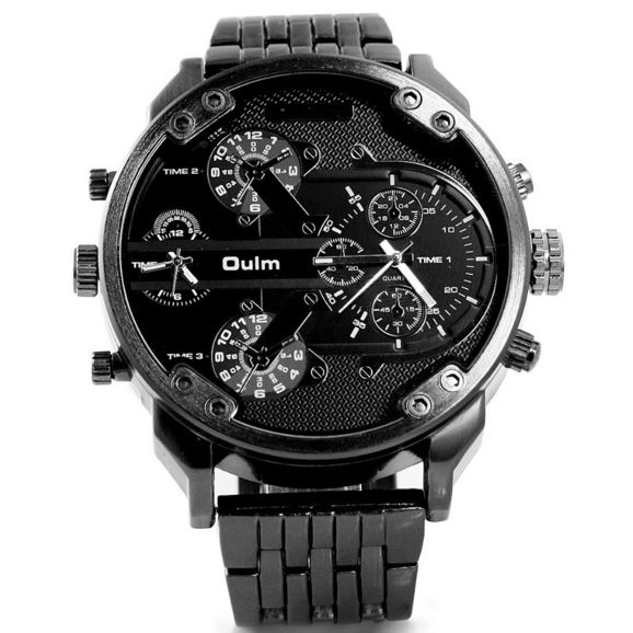 oulm jam tangan analog stainless steel 3548 black oulm jam tangan analog stainless steel 3548 black