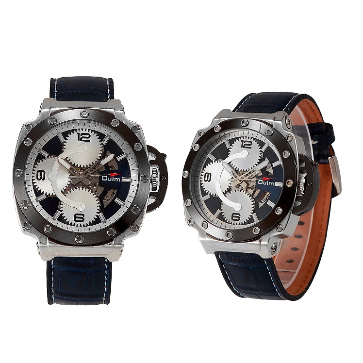 oulm mechanical analog quartz leather band fashion 3479 silver blue oulm mechanical analog quartz leather band fashion 3479 silver blue