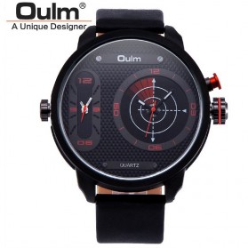 Oulm Analog Quartz Men Stainless Steel Band Fashion Watch - 9316 - Red - 2