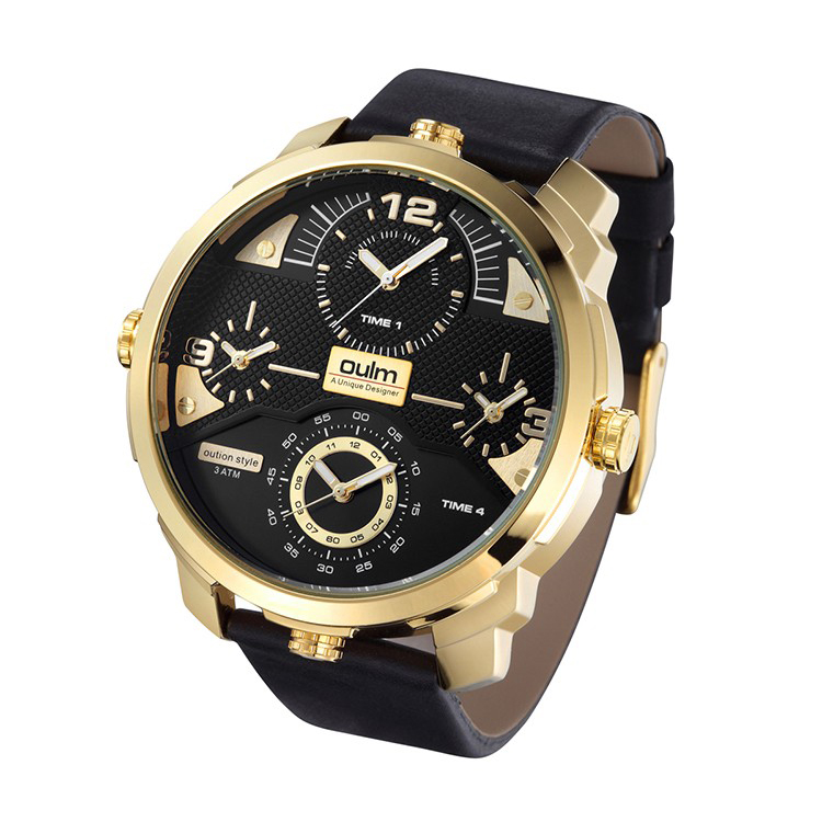  Oulm  Jam  Tangan  Analog HP3749 Black Gold 