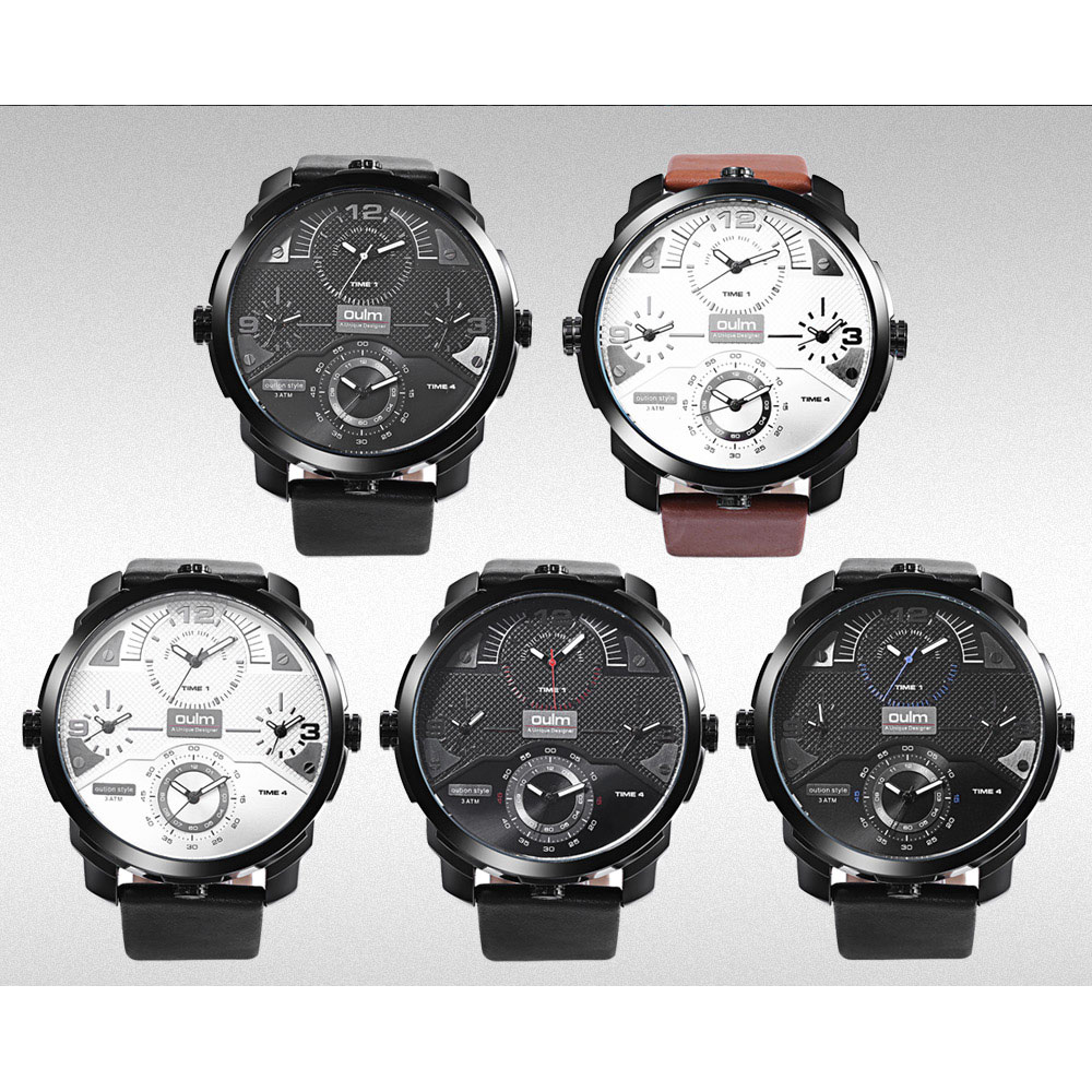 oulm jam tangan analog hp3749 black gold oulm jam tangan analog hp3749 black gold