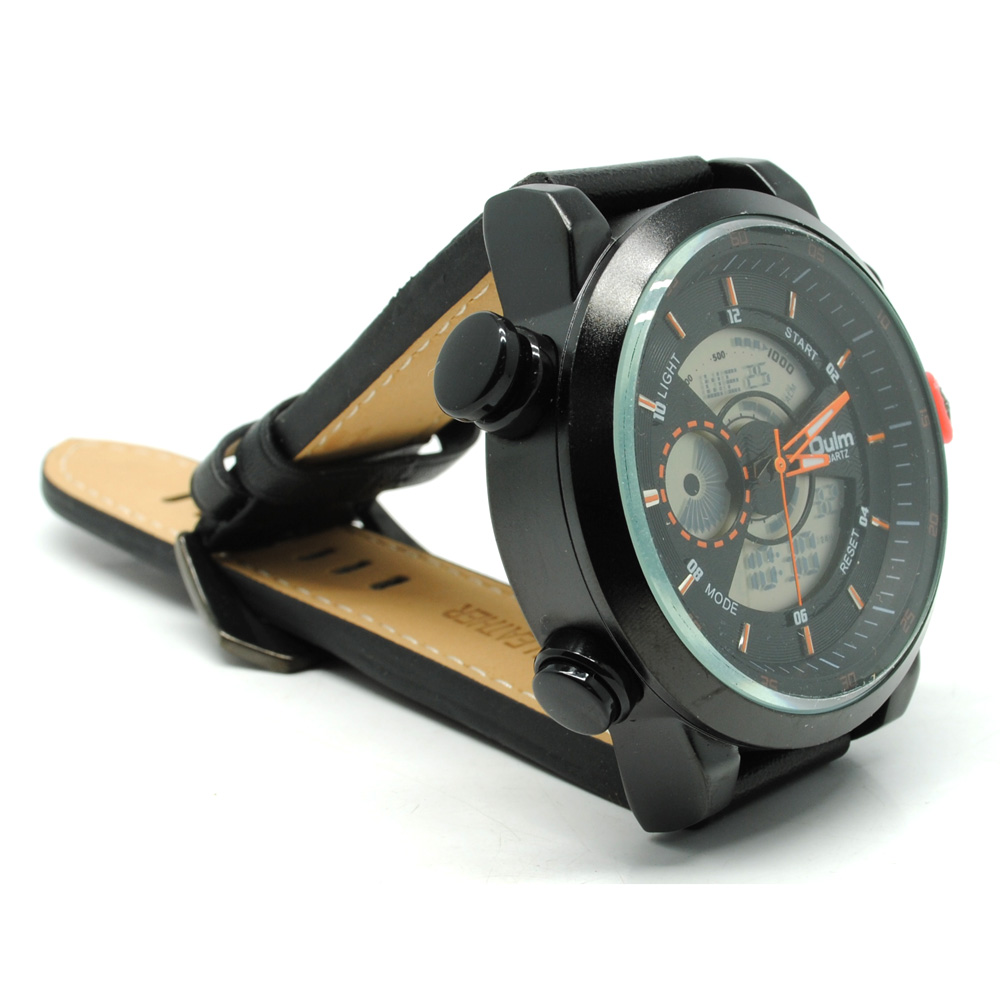 oulm jam tangan analog hp3558 black orange oulm jam tangan analog hp3558 black orange