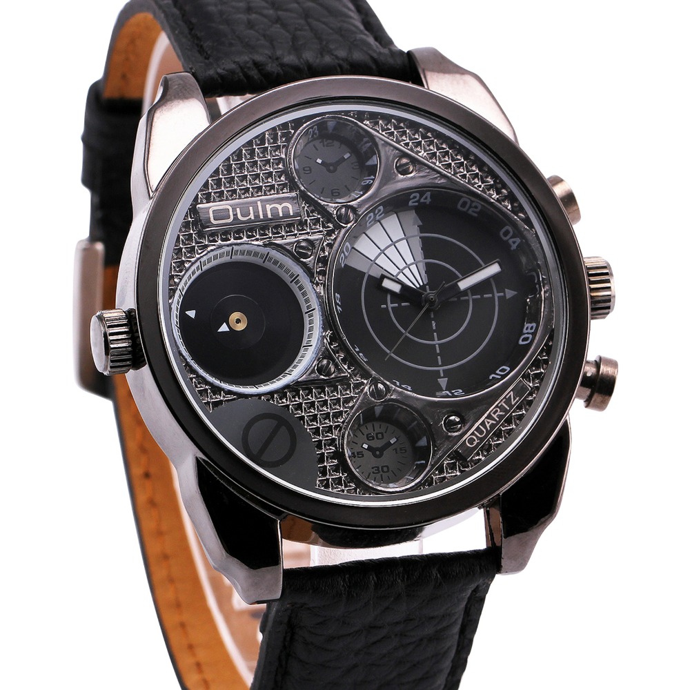  Oulm  Jam  Tangan  Analog Desain Radar HP9316 Black 