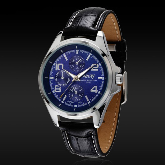 nary jam tangan analog kulit 6050 black blue nary jam tangan analog kulit 6050 black blue